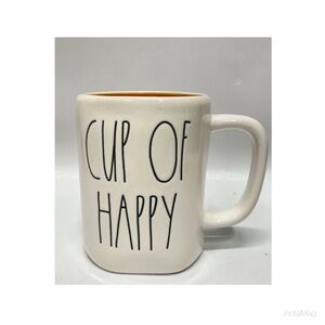 NEW Rae Dunn Cup Of Happy Mug with Orange Interior